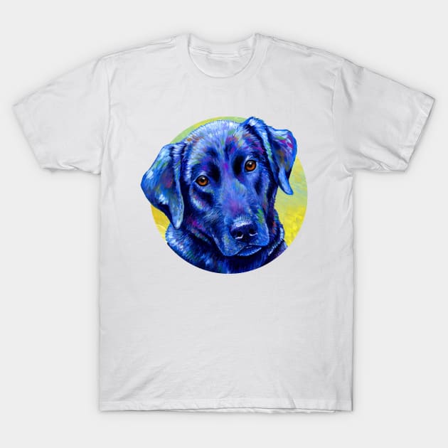 Loyal Companion -  Colorful Black Labrador Retriever Dog T-Shirt by rebeccawangart